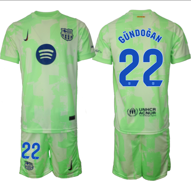 Men 2024-2025 Club Barcelona away Green #22 Soccer Jersey->barcelona jersey->Soccer Club Jersey